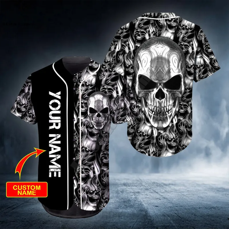 Camiseta de béisbol con estampado 3d de Ghost Hunter Hand Custom You Name Skul hip hop Tops Love Skull Gift 220707