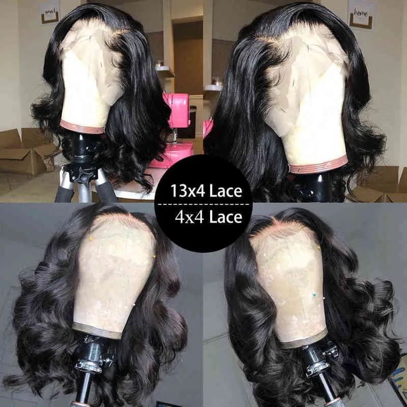 Bodywave Frontal Wig Lace Closure Body Wave 4x4 Cheveux humains Bob Front s 13x4 220608