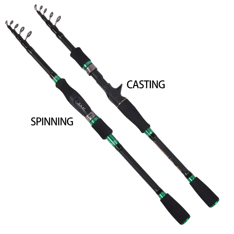2022 New Portable Telescopic Fishing Rods Carbon Fiber Superhard Spinning Casting Fishing Rod Lure Fishing Tackle 1.8M 2.1M 2.4M 2.7M