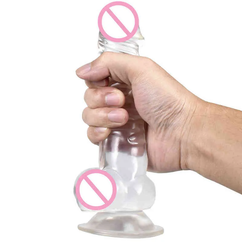 NXY Dildos Transparent Crystal Color Imitation Penis Adult Products Anal Plug False Female Masturbator Fun 220601