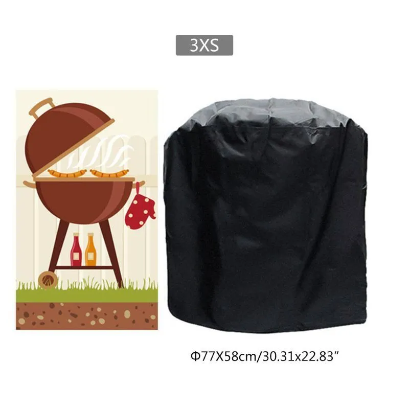 190T 210D BBQ Cover Outdoor Dust Waterproof Weber Heavy Duty Grill Rain Protective Barbecue Round 220813