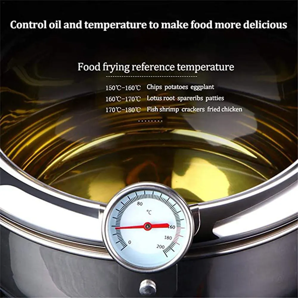 Japanese Deep Fryer With Thermometer and Lid 304 Stainless Steel Kitchen Tempura Fryer Pan Without Oil