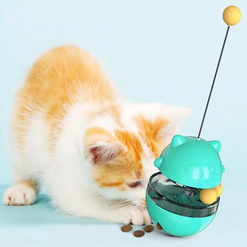 Cat Toys Leaking Ball Self-Playing Tumbler Swing Feeder Cats Stick Kitten Puzzle Interactive Food Leakage Toys Pet Products 220423