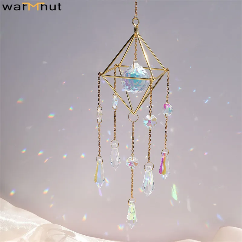 Warmhut Crystal Rainbow Suncatchers Glass Pendant Hängande Ornament Prism Ball Sun Catcher Window Maker för bil Hem Trädgårdsinredning 220407