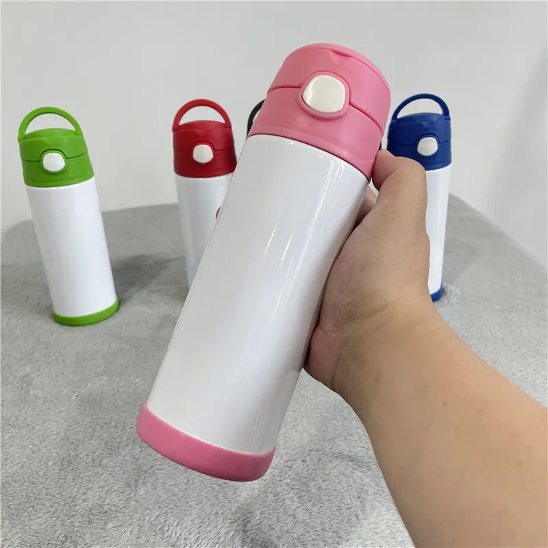 Biberon de 12 oz DIY Sublimation Flip Top Bouteille Tumbler droit Enfants Tasse de lait Tasses à vide en acier inoxydable pour les cadeaux du Nouvel An320I