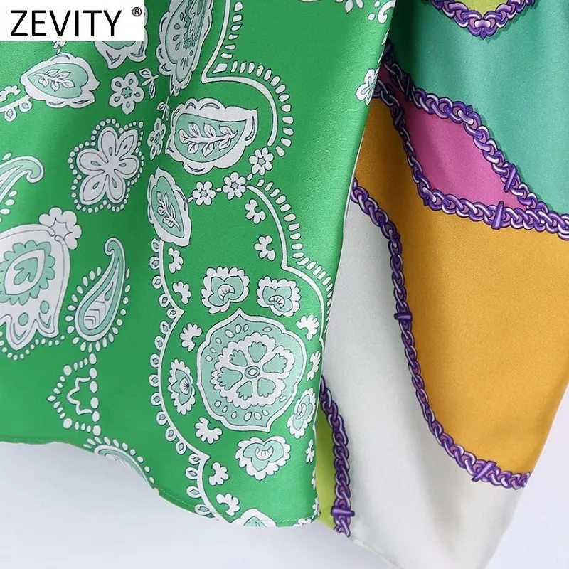 Zevity kadınlar vintage kumaş patchwork çiçek baskı düğümlü sarong etek faldas mujer kadın arka fermuarlı şık ince vestidos qun790 220701