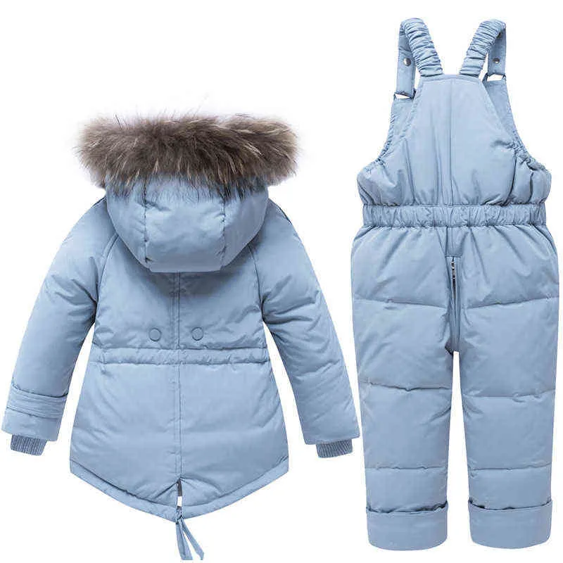 Kinderen Winter Down Clothing Sets 2019 Real Fur Collar Kids Winter Down Jacket Baby Meisjes Warm Algemene peuterjongens Down Jacket J220718