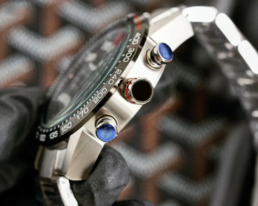 新しいF1メンズウォッチグリーンダイヤルマン腕時計VKフィットネスウォッチスポーツ男性時計クロノグラフジャパンムーブメント243G