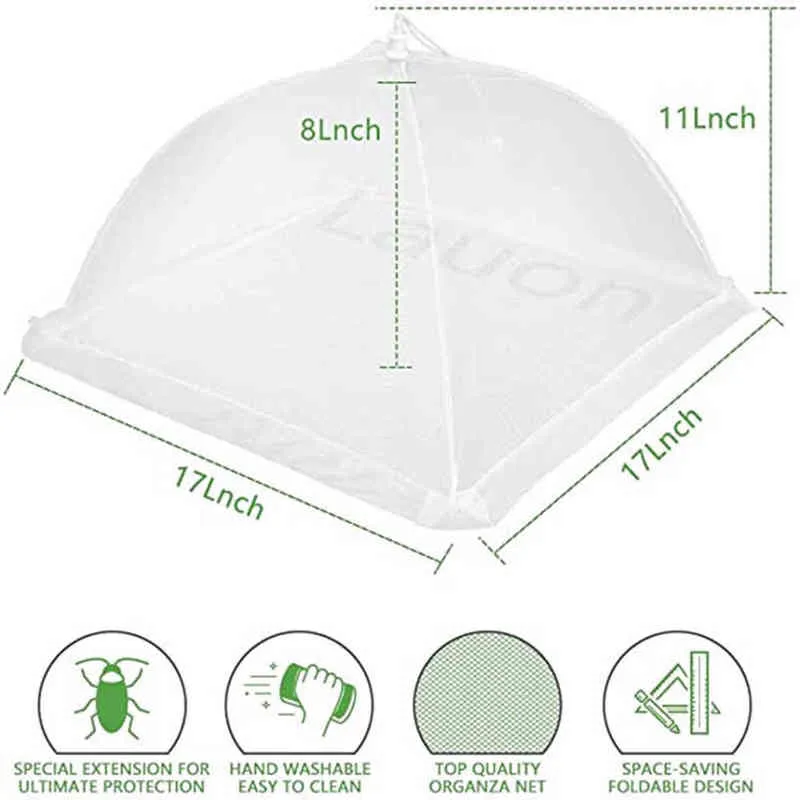 1 st Picnic Protect Dish Cover Food Covers Mesh Foldable Kitchen Anti Fly Mosquito Tent Dome Net Umbrella keuken accessoires Y220526