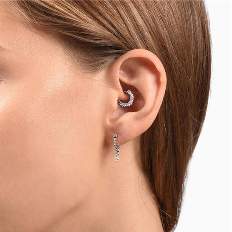 Hoop & Huggie Aide 925 Sterling Silver Shiny Double Layer Rhinestone Earrings For Women Cartilage Ear Bone Buckle Piercing Jewelry