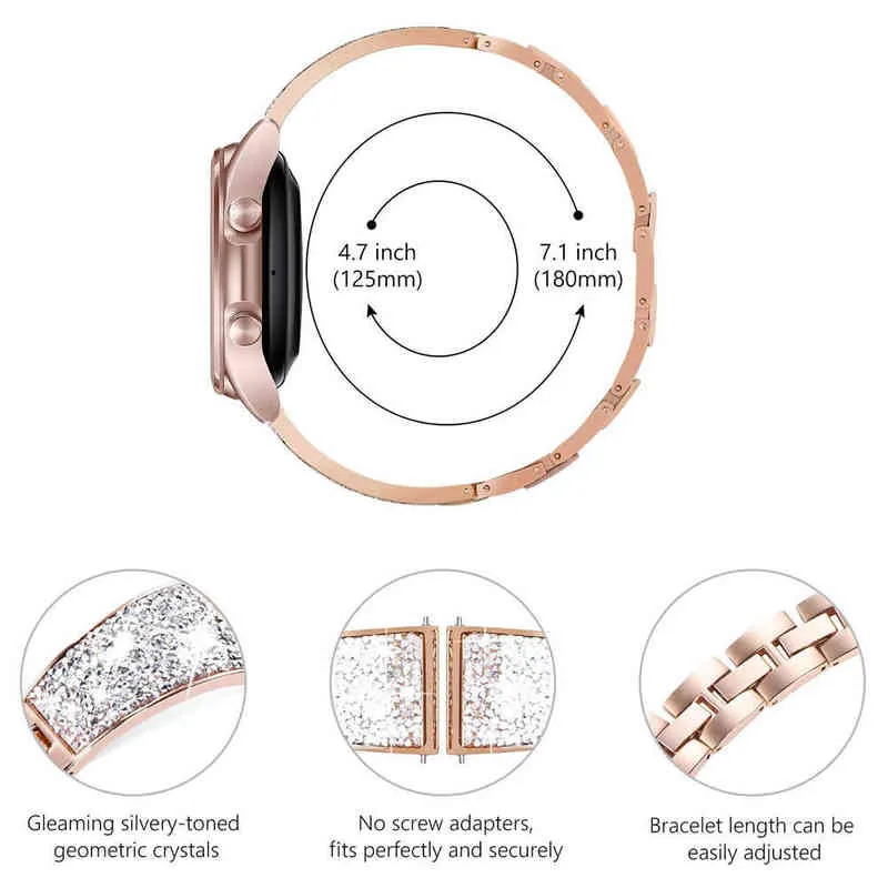 Dure riem voor Samsung Galaxy 3 41mm / Galaxy 4/4 Classic Band Bling Dames Meisje Dressy Vervanging Strap H220419