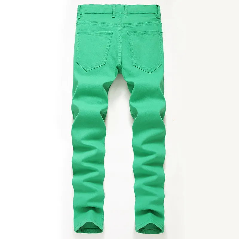Jeans en Denim pour hommes, pantalon décontracté très extensible, vert, grande taille, multicolore, en coton, 220328