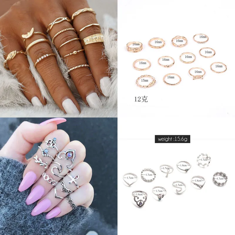 30 Styles Trendy Boho Midi Knuckle Ring Set For Women Crystal Geometric Finger Rings Fashion Bohemian Jewelry 220719