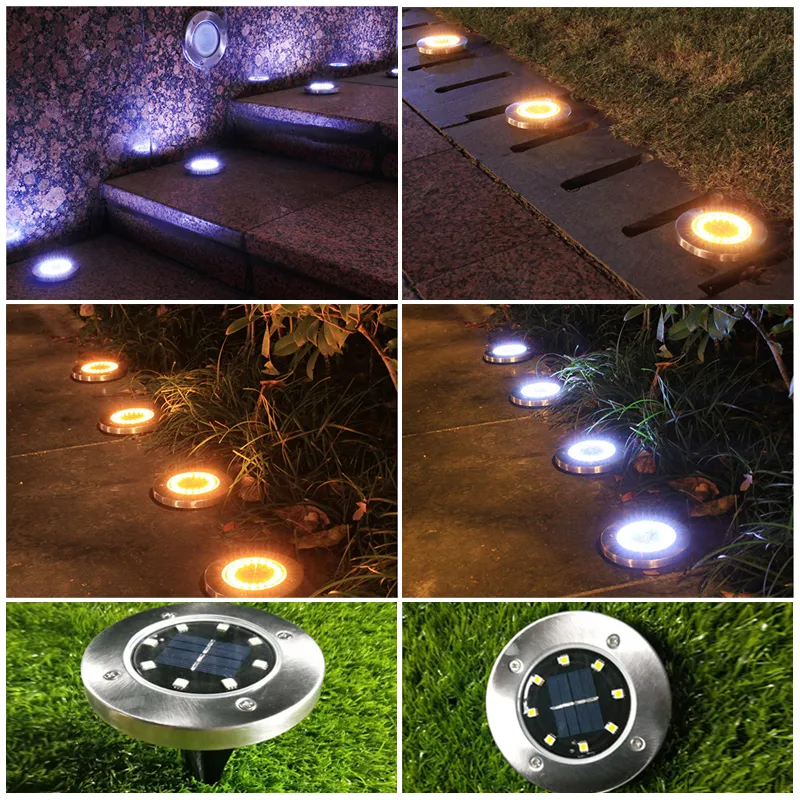 Lampes de jardin solaires LED énergie solaire lumière enterrée sous la lampe au sol chemin extérieur chemin Spot encastré éclairage souterrain platelage Underg2580