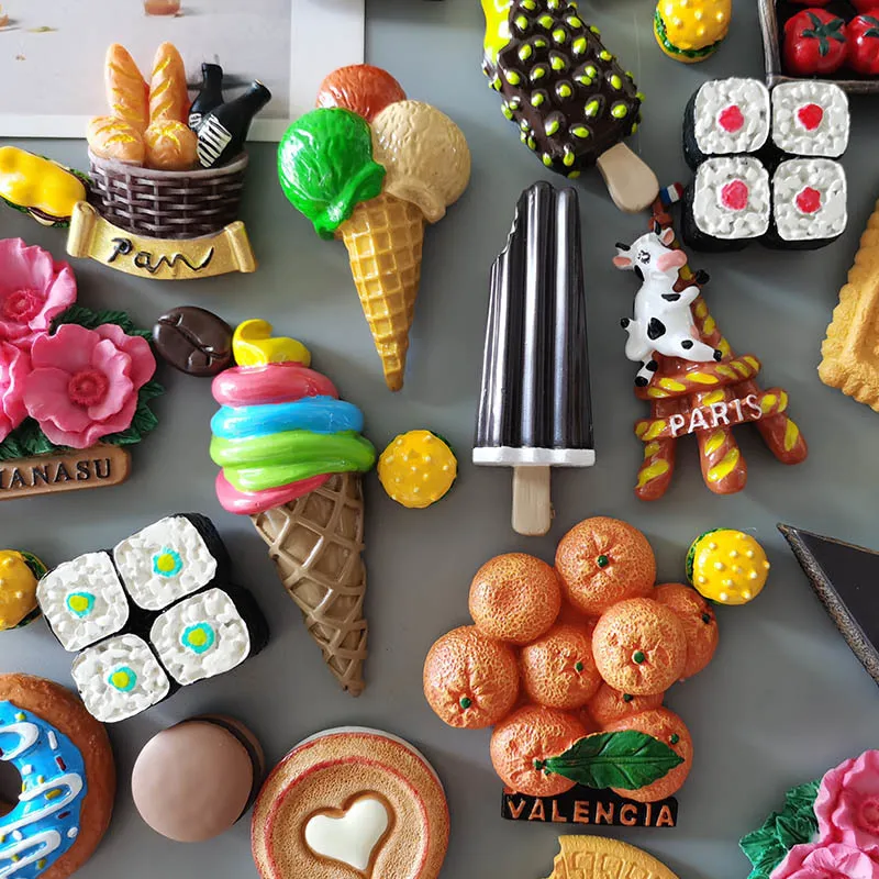 Buy 5 Get 1 3D Simulation Food Cute Cone Ice Cream Choc ice Resin Refrigerator Magnet Sweetmeats Wholesale Production 220718
