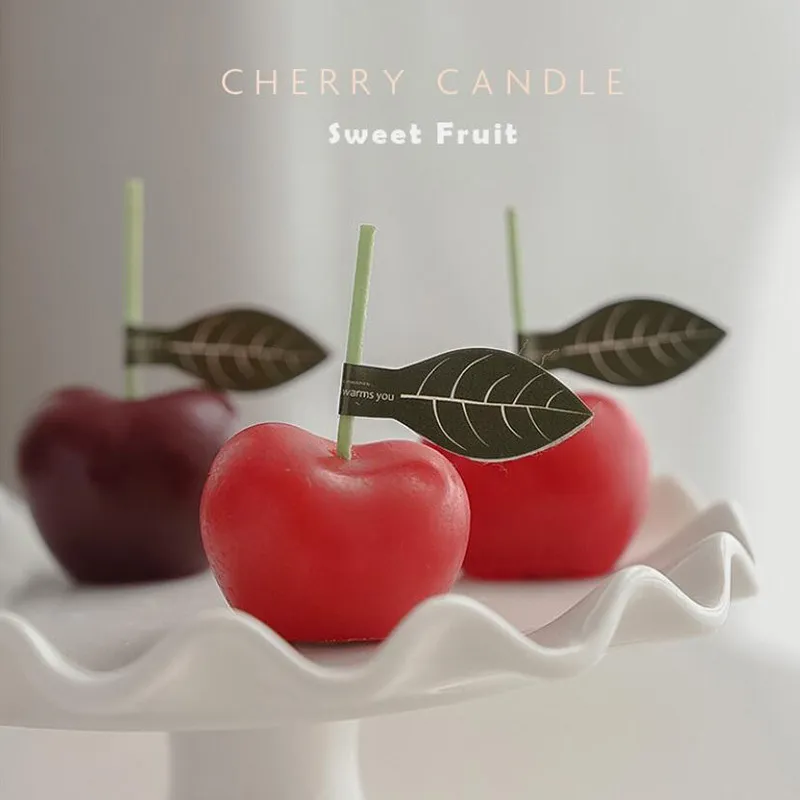 / set Cherry Candle Creative Decoration Soja Wax Aromaterapy Candle Ins P o rekvisita hem dekoration doftande ljus