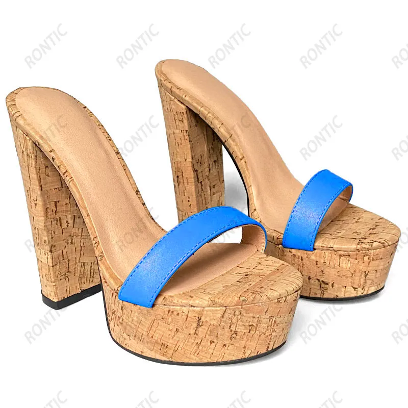 Ронтика Нового прибытия Женщины летние платформы мулы сандалии унисекс пробковые каблуки открыты
