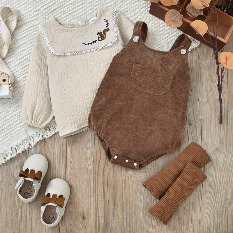 Ubrania dla dzieci urodzone niemowlę Zestaw romper bluzki topy tiulowe tiulowe tiulowe ciepłe tiulowe stroje bawełniane ubrania 018m 220815