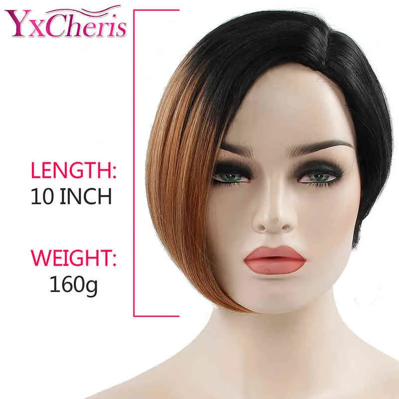 Short Black Wigs for Women Ombre Grey Hair Female Heat Resistant Fiber Synthetic Cosplay Wig with Dark Roots 220622