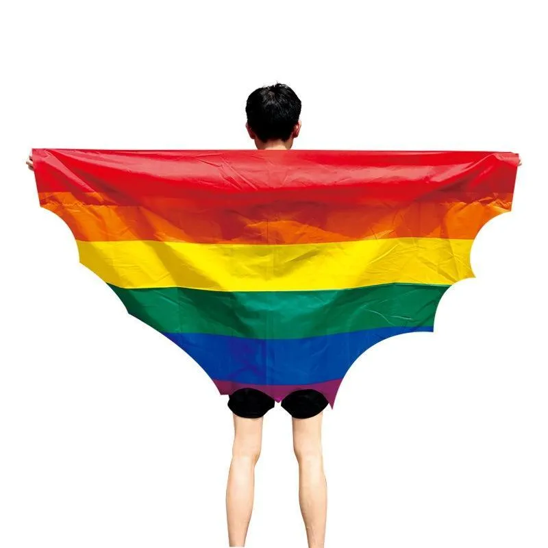 Rainbow Flag Shawl USA Flag Cape America Rainbow Gay Pride Flags Festival Party Banner Decorations Supplies Xu 0221