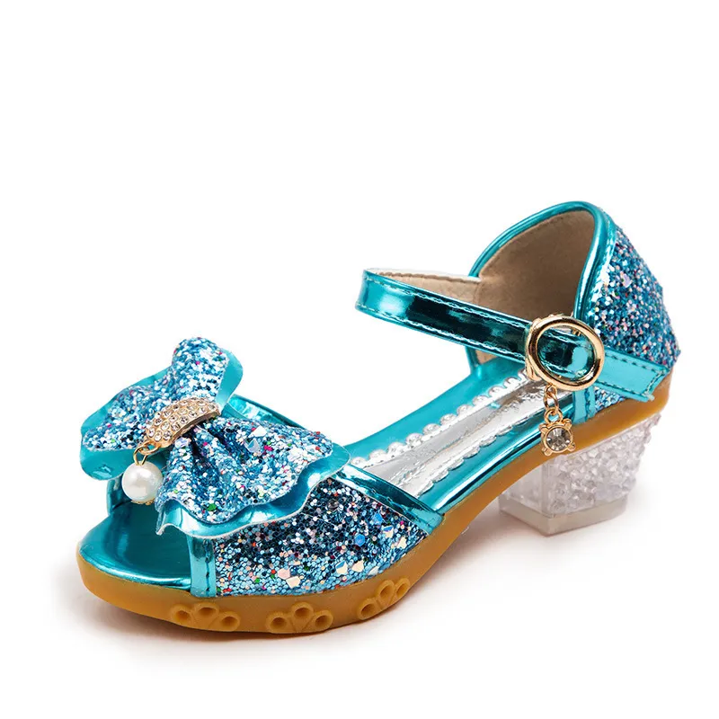 Sommarbarn tjejer fjäril kristall sandaler barn prinsessan glitter leahter skor 220425
