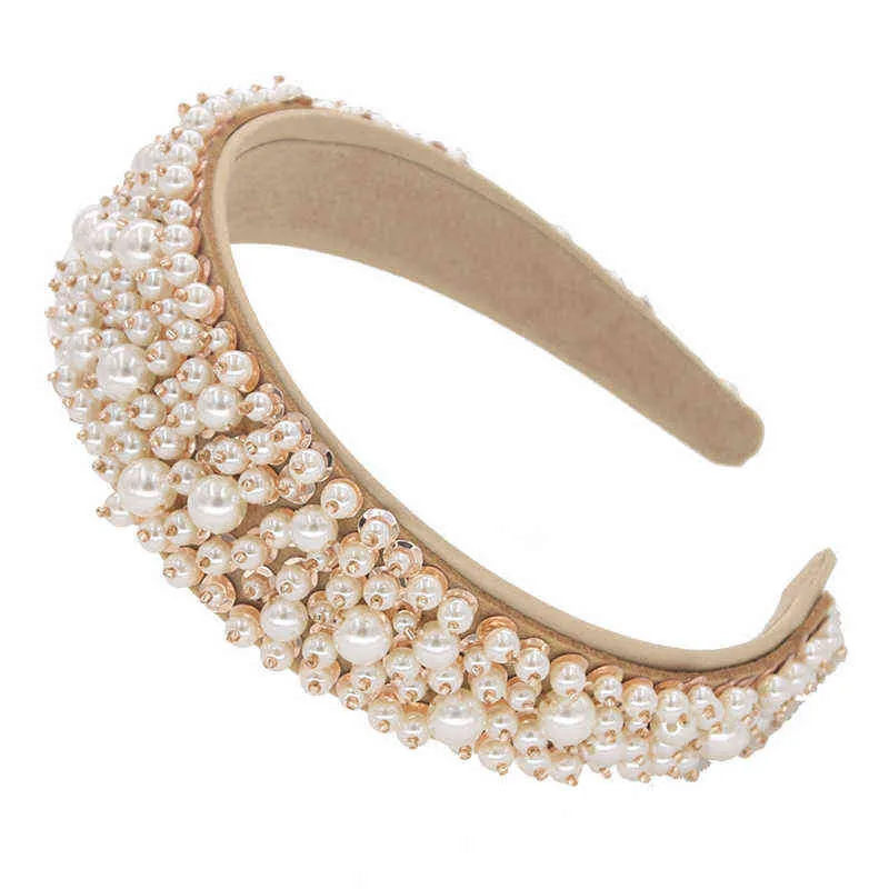 Women Girls Baroque Pearl Glass Beads Rhinestone Hairband Headband Adult Hair Accessories AA220323