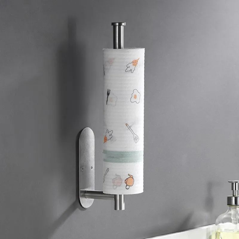Keuken toiletpapier houder zelfklevende wandmontage papieren handdoekhouder bar roestvrij stalen papier roll hanger badkamer organisator 220624