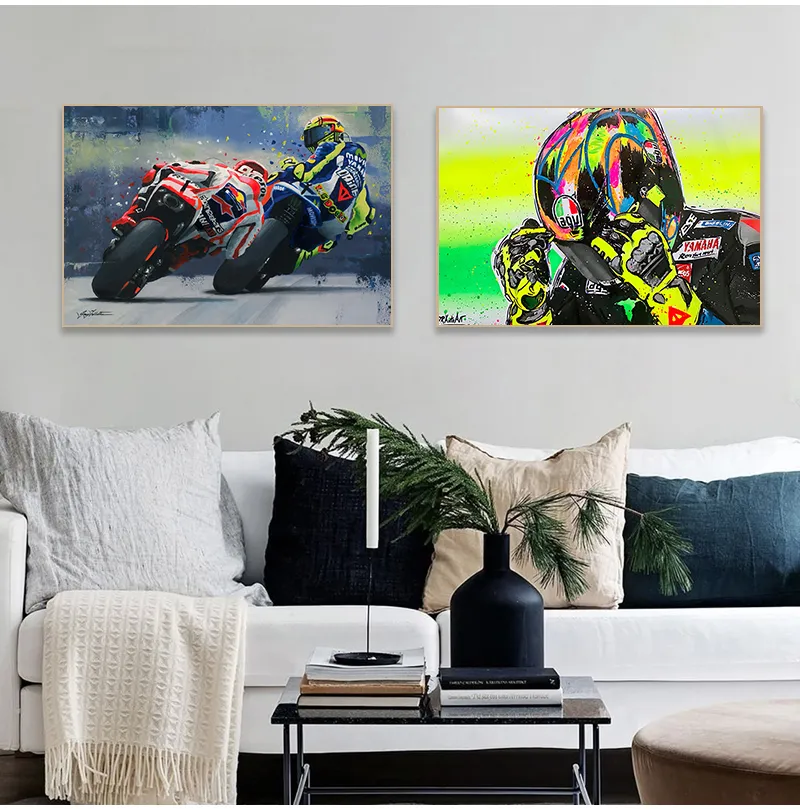 Abstract Oil Prints Poster Motorcycle Canvas Painting Cuadros Wall Art Picture for Living Room Home Decoration
