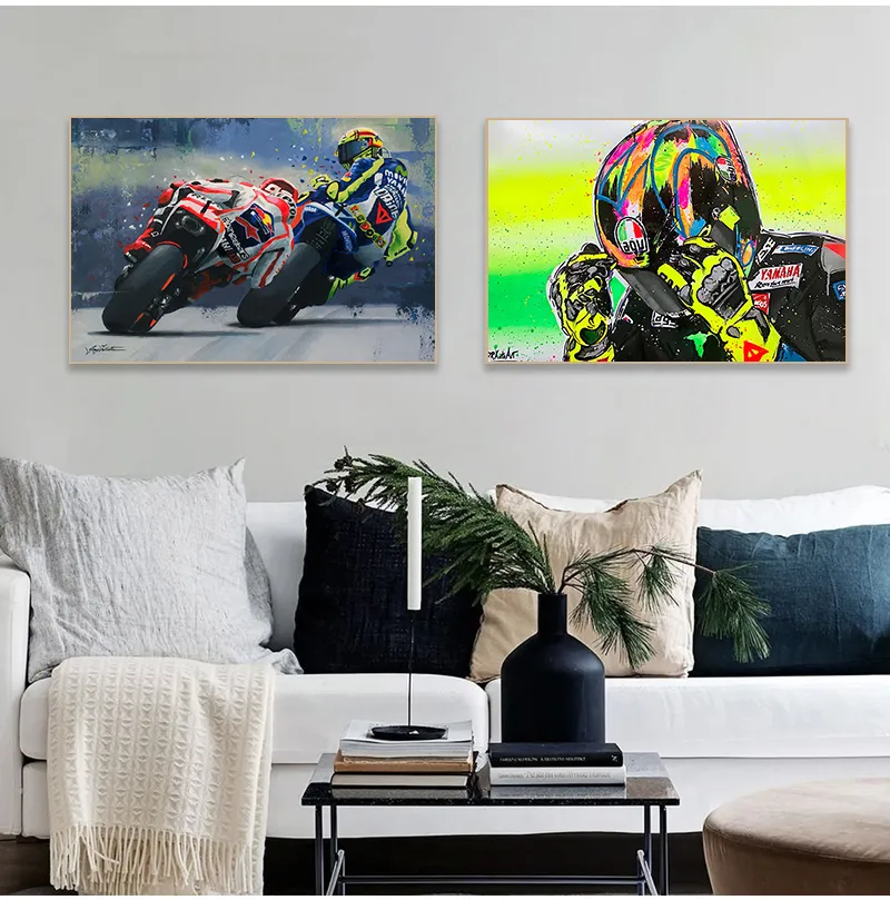 Streszczenie wydruki oleju plakat Motocykl Płótna malarstwo CUADROS Wall Art Picture do salonu Dekoracja domu