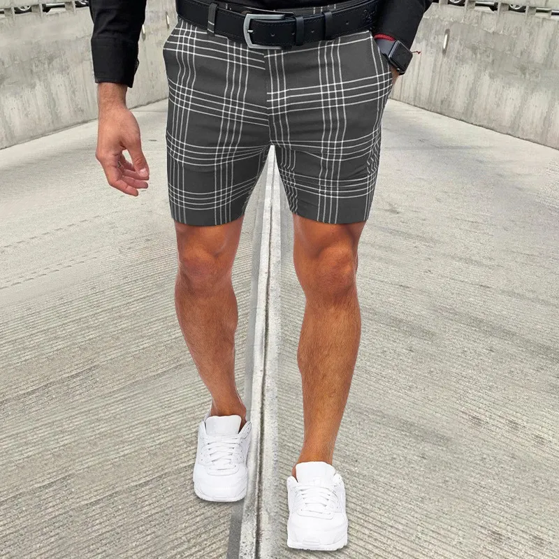 Men S shorts Witte plaid gestreepte casual broek zomer Bermuda voor mannen baggy jogger kledingbedrijf rechte broek 220621