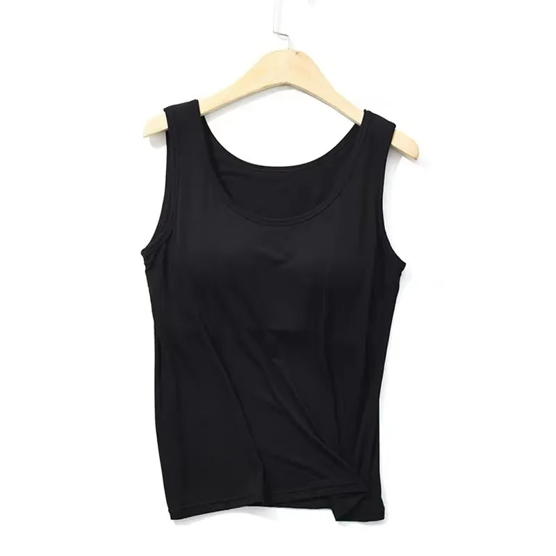 Blouse Built In Bra Padded Tank Tops Shirt Modal Underwear Plus Size Female T-shirt Breathable Camisole Women's Summer 220318