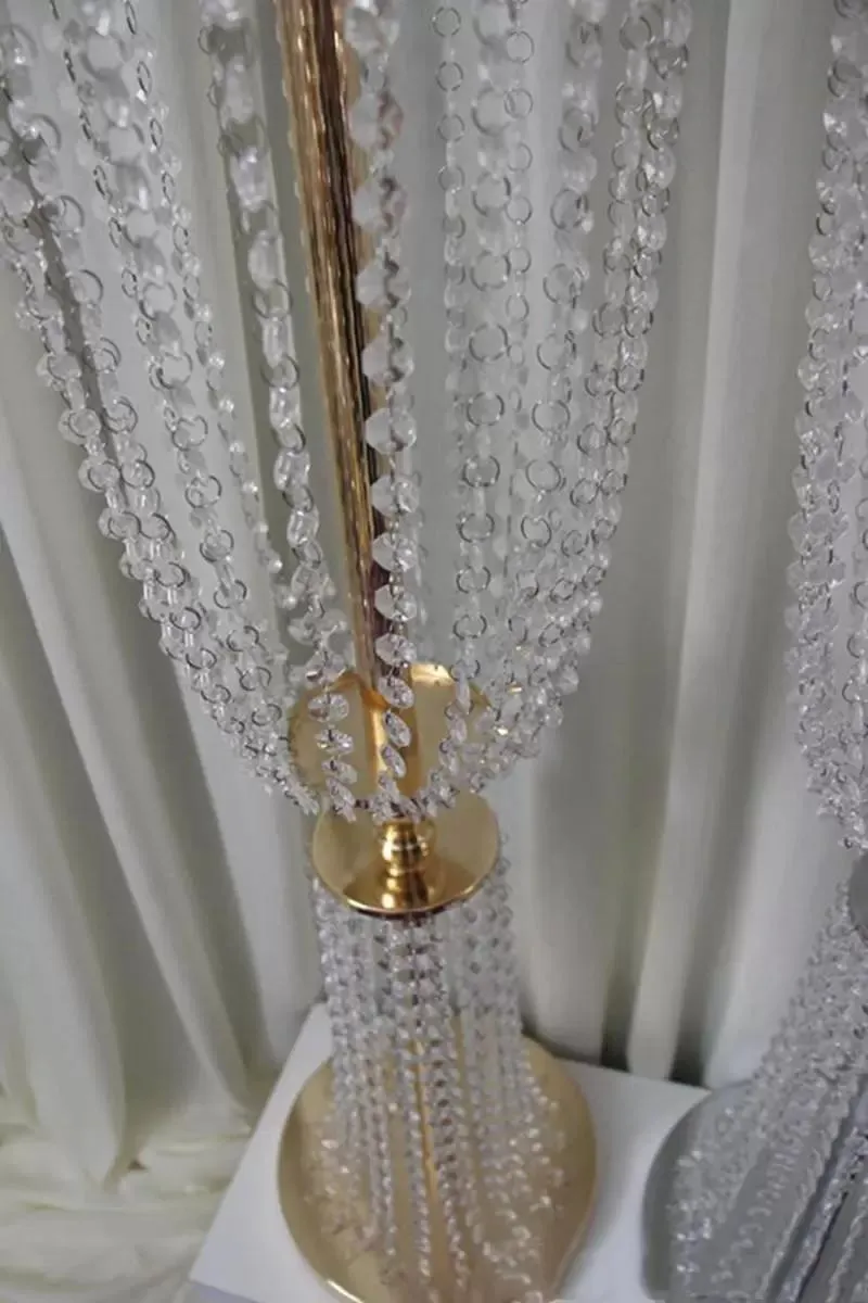 80cm/100cm Akrilik Kristal Düğün Çiçek Top Tutucu Masa Merkezi Vazo Stand Kristal Şamdan Düğün Dekorasyonu 0803