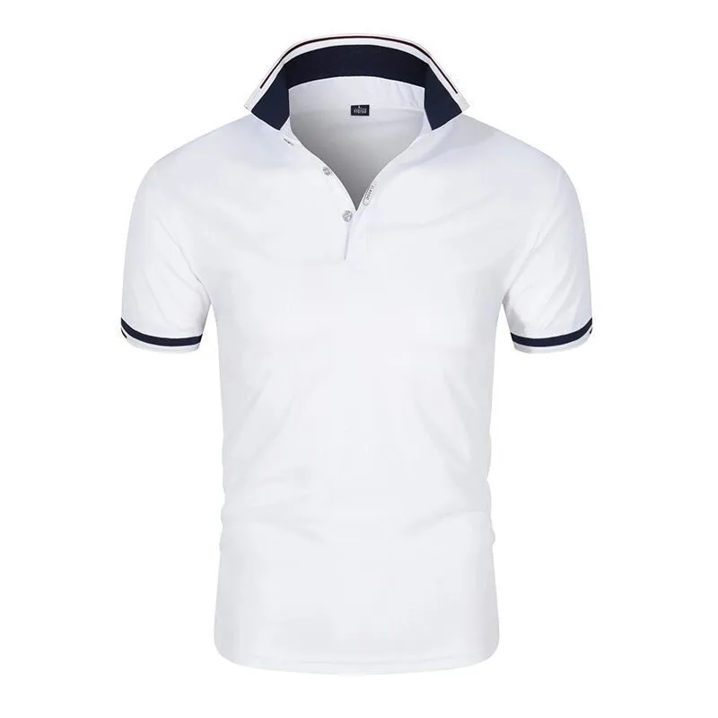 Camisa de pólo masculino Casual Color Solid Lapeel Cotton Blend Manga curta Desgaste formal de negócios de ponta -vendimento masculino 220608