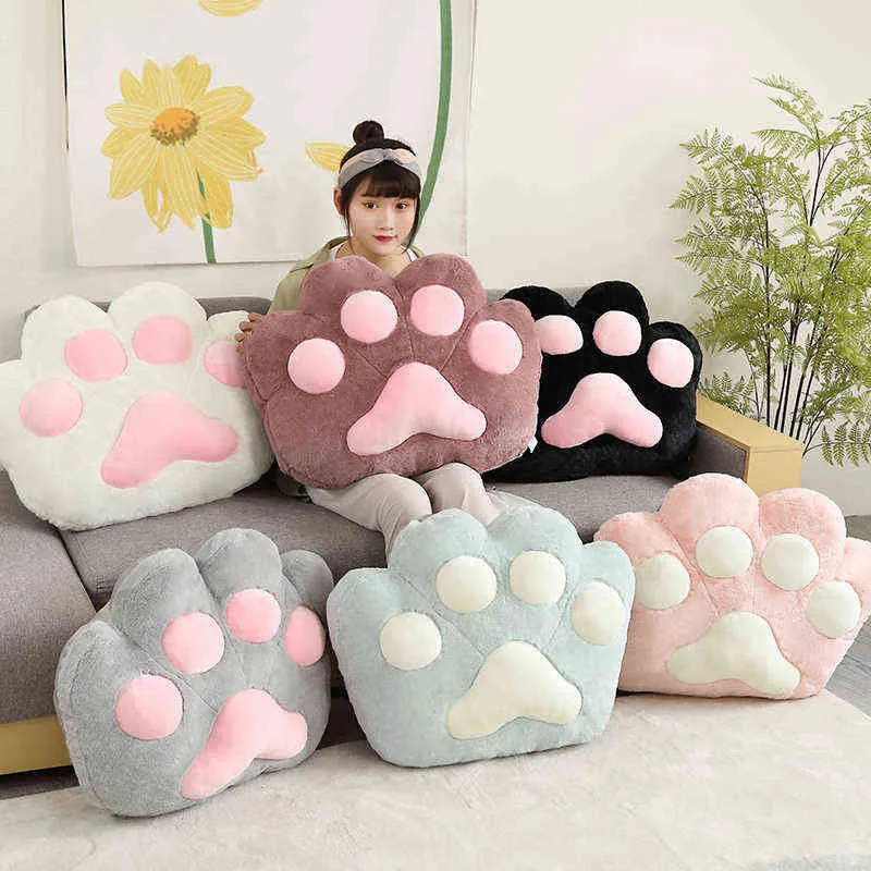 Sizes Beautiful Teddy Bear Paw Cuddles Antislip Plush Cushion Filled Soft Animal Legs Home Floor decor Gifts J220704