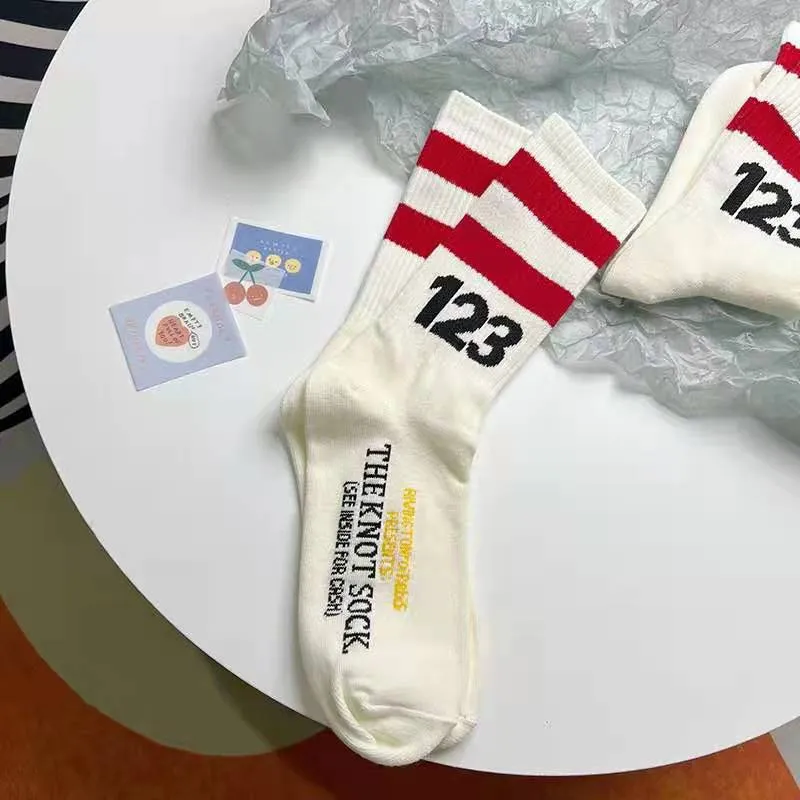 Men's Socks New RRR123 Numbers Letters Color Matching Cotton Socking for Men and Women High Street