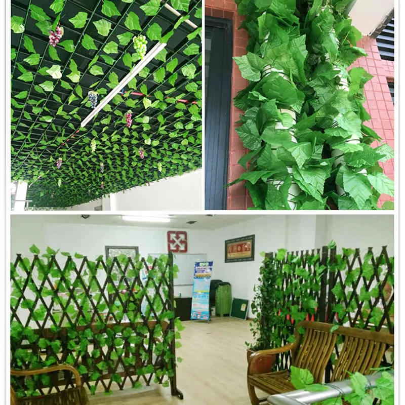 230cm de seda verde de seda artificial Plantas de folhas folhas de videiras diy para decoração de decoração de banheiro em casa decoração de festa no jardim