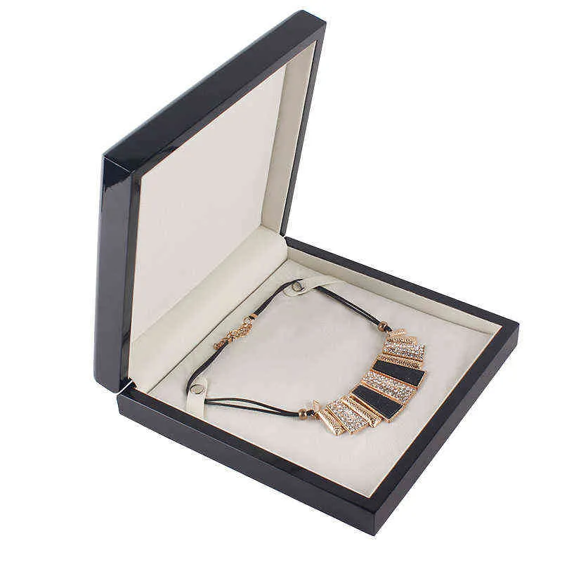 Lyxig högglans trä smycken stor halsbandslåda bästa kvalitet stora smycken presentförpackning lagring fodral med anpassad H220505