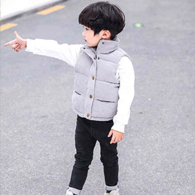 Garçons des vêtements de garçon automne d'hiver veste chaude gilet en velours côtelé collier debout de la mode coréenne de qualité coréenne