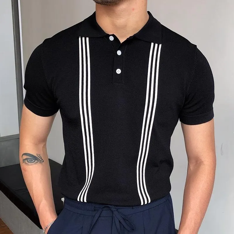 Summer Mens Polo Shirt Short Sleeve Polo Business Thirt 35% Bawełna Wysokiej jakości męska koszula polo Casual Knit 220524