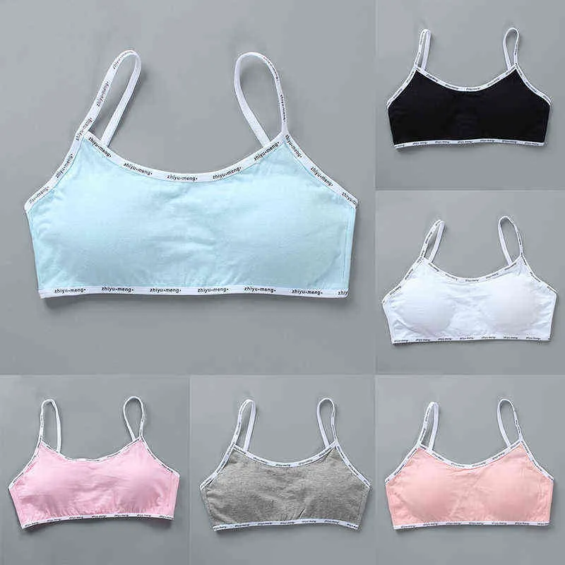 8-16 anni Adolescente Ragazze Reggiseno da allenamento in cotone Pubertà Studentessa Reggiseni sportivi Reggiseno staccabile Adolescente Intimo Tube Top Vest L220726