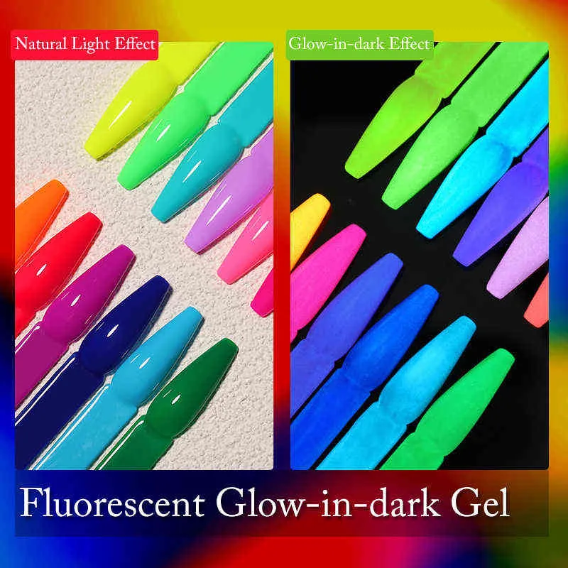 Nxy Nail Gel светящийся светящийся темный флуоресцентный неоновый УФ-светодиодный полупроницаемый впитается на лак светлый ночной арт 0328