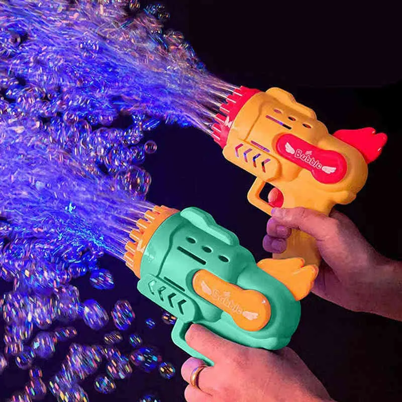 صواريخ Kids Bubble Machine 29 ثقوبًا تلقائيًا صابون بندقية في الهواء الطلق لحفل الزفاف لوازم الأطفال الصيفية هدية عيد ميلاد Y220725