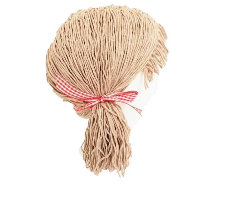 Linda garotinha chapéu de gorro de cabelo cabel peruca tampa de lã de lã de lã de fios e acessórios de chapéus para bebês e acessórios