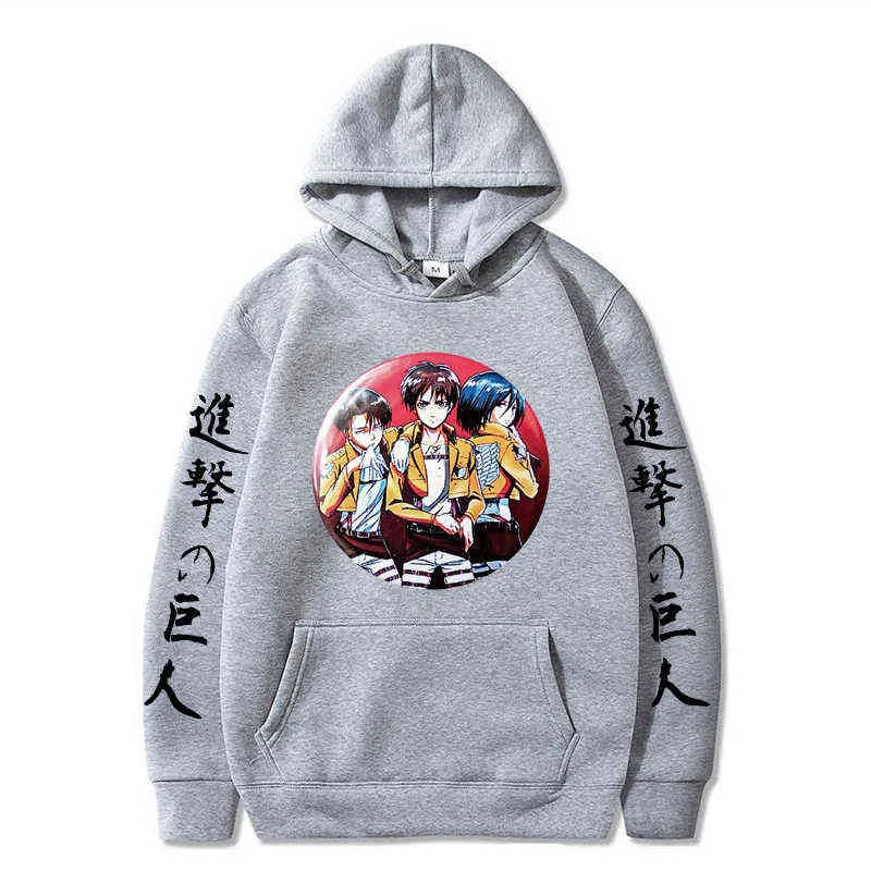 Attack på Titan Hoodie Anime Mikasa Ackerman tryckt långärmad avslappnad hoodie -toppar G220429
