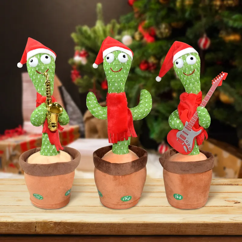 Dancing Cactus Repeat Talking Toy Electronic Plush Toys Can Sing Record Lighten Battery USB Laddning Early Education Funny Gift 220817