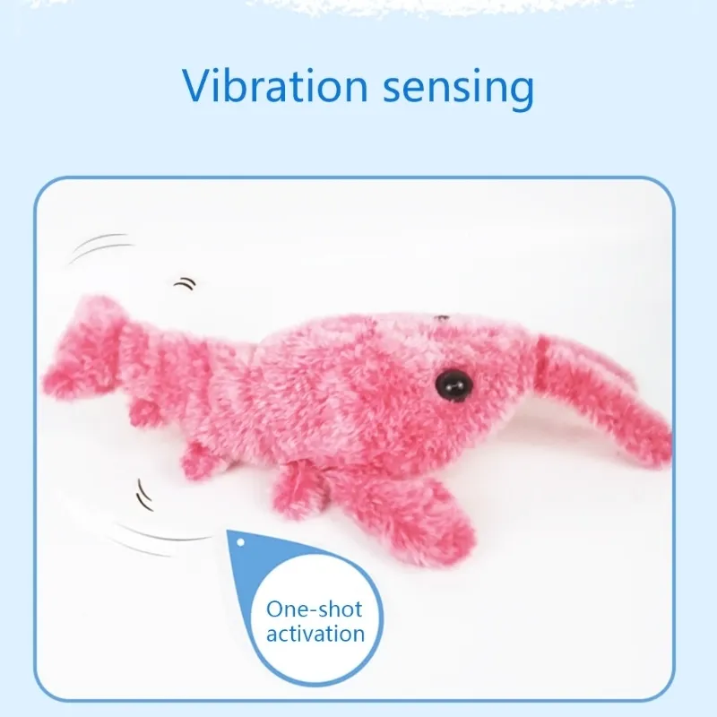 Electric Moving Cat Kickers Hummer Toy Realistic Wiggle Shrimp Plush Interactive Toys For Cats and Dogs Washable Cover 220510