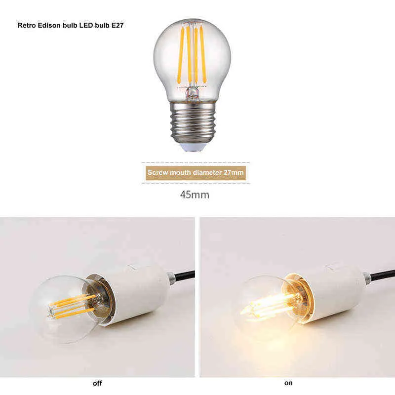 LED Tungsten filament lamba filament ampul retro edison ampul led ampul e27 h220428