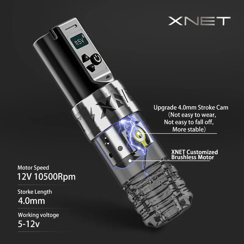 XNET 토치 전문 무선 문신 기계 로터러리 펜 DC 코네스터 모터 2400mAh 배터리 영구 메이크업 아티스트 220624