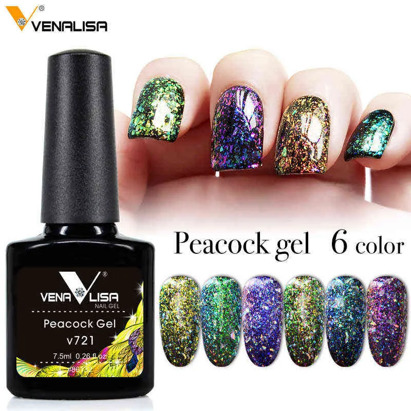 Nxy Nail Gel Peacock Польский Starry Bling Blitter Hameleon Sequins Длительный впитал УФ-светодиодный арт 0328