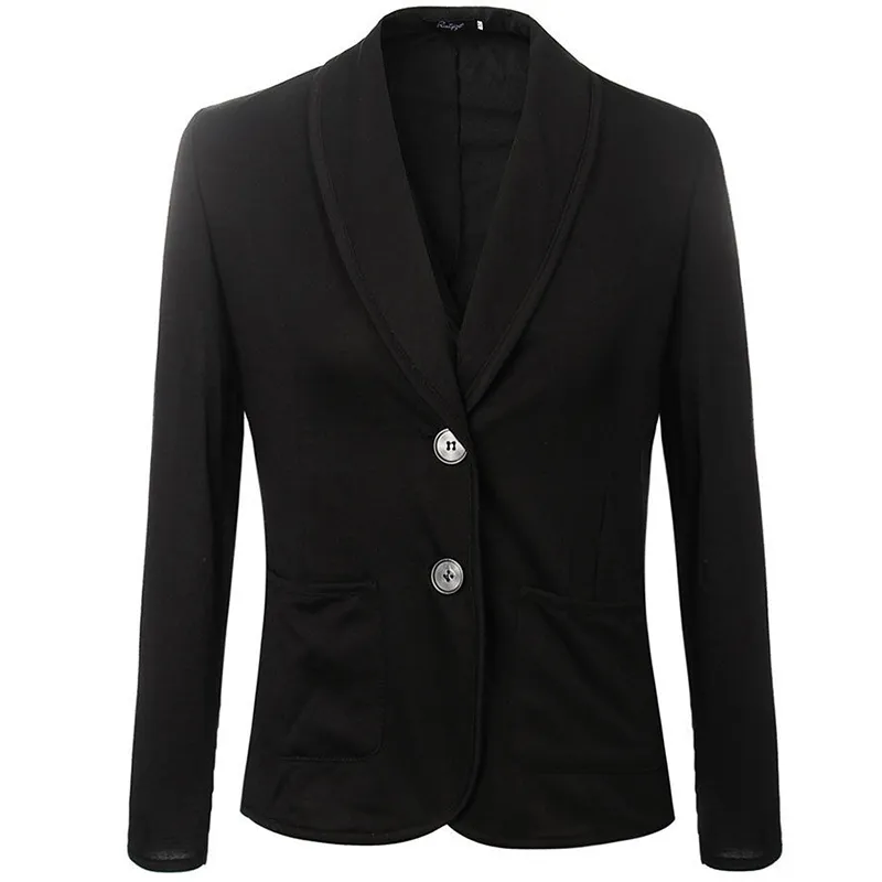 Elegant Womens Blazers Grey Black Long Sleeve Notched Single Breasted Suits Pockets Slim Female Office Work Coats Clothing